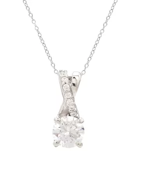 0.75 Carat American Diamond Solitaire Pendant With Pure Silver Chain For Women