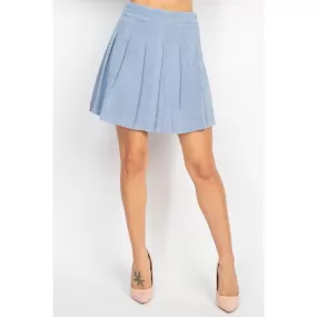 A-line Corduroy Pleated Mini Skirt