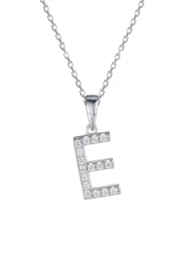 Deal Of The Month - Silver E Initial Letters Or Alphabet Necklace With American Diamonds