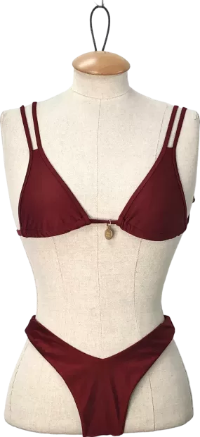 Kulani Kinis Red Twin Stap Bikini Set UK S