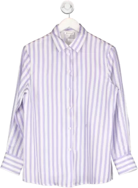 Lily Silk Purple Amalfi Striped Shirt UK M