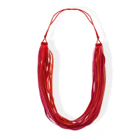 Satin Pleated Necklace Neos Orange Fuchsia Red Neos-n-404