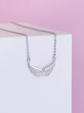 Silver Angel Wings Necklace In American Diamond At Ornate Jewels